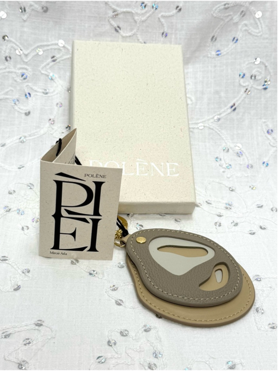 Polene Accessories - Polène Mirror Atla Trio Taupe Leather Bag Charm Compact Mirror NIB